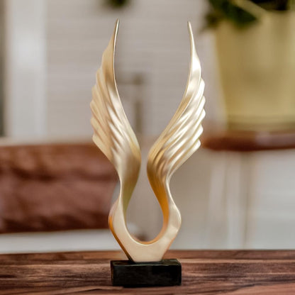 Gold Angel Wings Statue Divine Home Décor Sculpture Figurine for Home, Living Room, Office, Hotel, Restaurant Decorative Showpiece Items