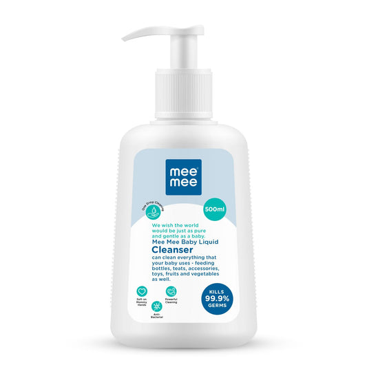 Mee Mee Baby Liquid Cleanser 500 ml, Anti-Bacterial Kills 99.9% Germs | for Bottles, Nipples, Accessories, Toys, Fruits & Vegetables | No Alcohol, Dermatologically Tested