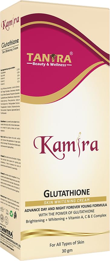 Kamira Skin Brightening Cream 30g – Glutathione, Kojic Acid, Vitamin A, C & E for Even Skin Tone, Dark Spot Reduction & Radiance