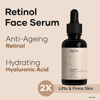 Mars by GHC Mas Intensive Rejuvenation Serum, Anti-Aging for Dry and Sensitive Skin, Vitamin C, Hyaluronic Acid, Aloe Vera,1% Retinol Face Serum, 30ml