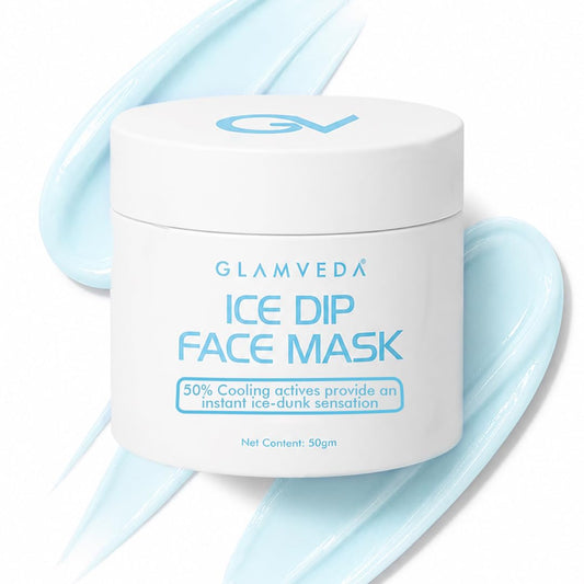 Glamveda Hyaluronic acid Ice Dip Cooling Face Mask | Instant Ice-Dunk Sensation | For Instant Hydration, Skin Tightening & Pore Reduction| Boosts Collagen Production | Skin Brightening face Mask | 50g