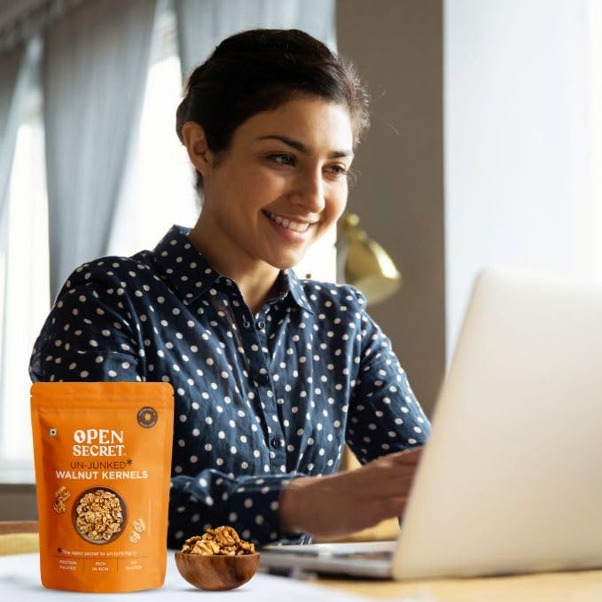 Open Secret Premium Walnut Kernel | 450g | Walnut, Walnuts, Akhrot, Dry Fruits, Walnut Without Shell, Healthy Snacks, Walnut Kernel with Gluten Free Healthy Lifestyle, High Fibre (Pack of 1)