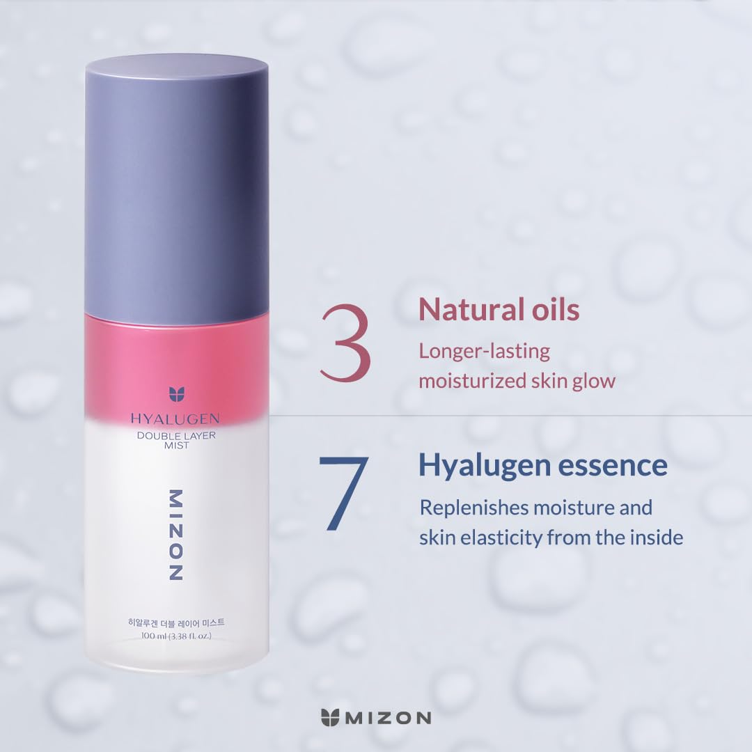MIZON Hyalugen Double Layer Mist with Hyaluronic Acid and Marine CollagenYouthful Skin Spray Instant Glow Moisturizing Korean Skincare - 100 ml