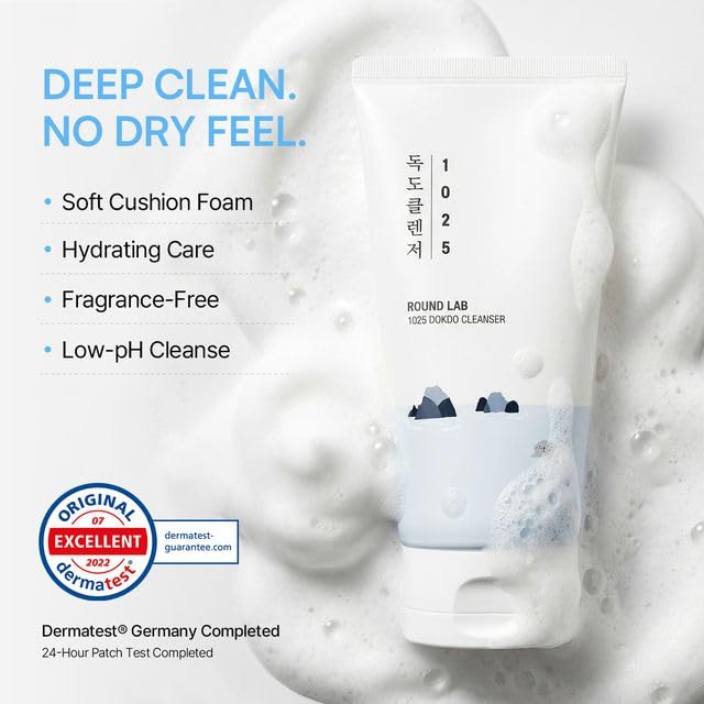 ROUND LAB 1025 DOKDO Foam Facial Cleanser | Korean beauty | Glass skin | (150 ml 5.07 fl.oz)