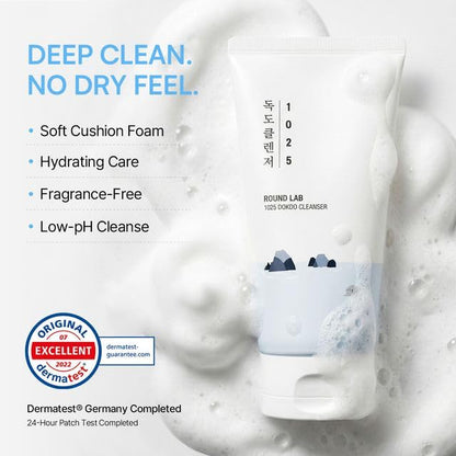 ROUND LAB 1025 DOKDO Foam Facial Cleanser | Korean beauty | Glass skin | (150 ml 5.07 fl.oz)