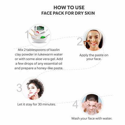 Instructions on how to use a face pack for dry skin with step-by-step guidance.