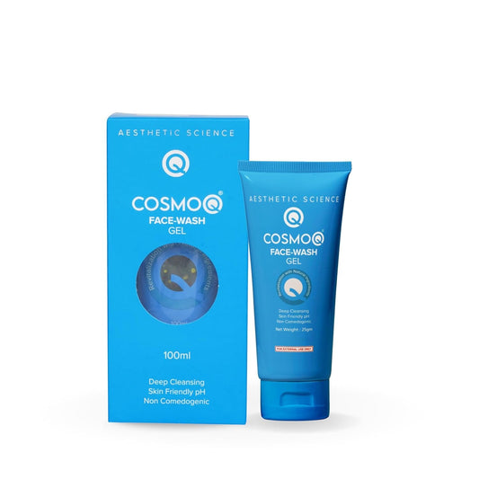 COSMOQ Gel Face Wash | 100ml Gel Cleanser for Men & Women | Deep Cleansing Formula | Gentle & Non-Comedogenic | pH-Balanced for Acne-Prone Skin