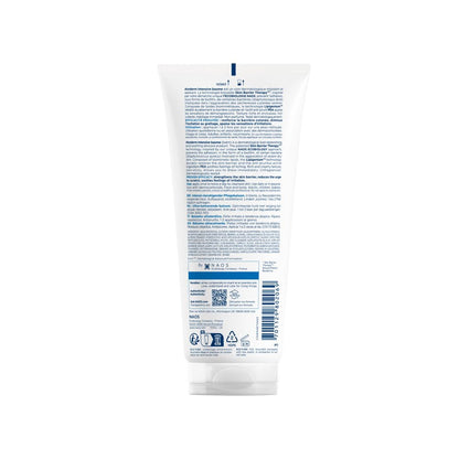 White package with blue text and icons on a white background