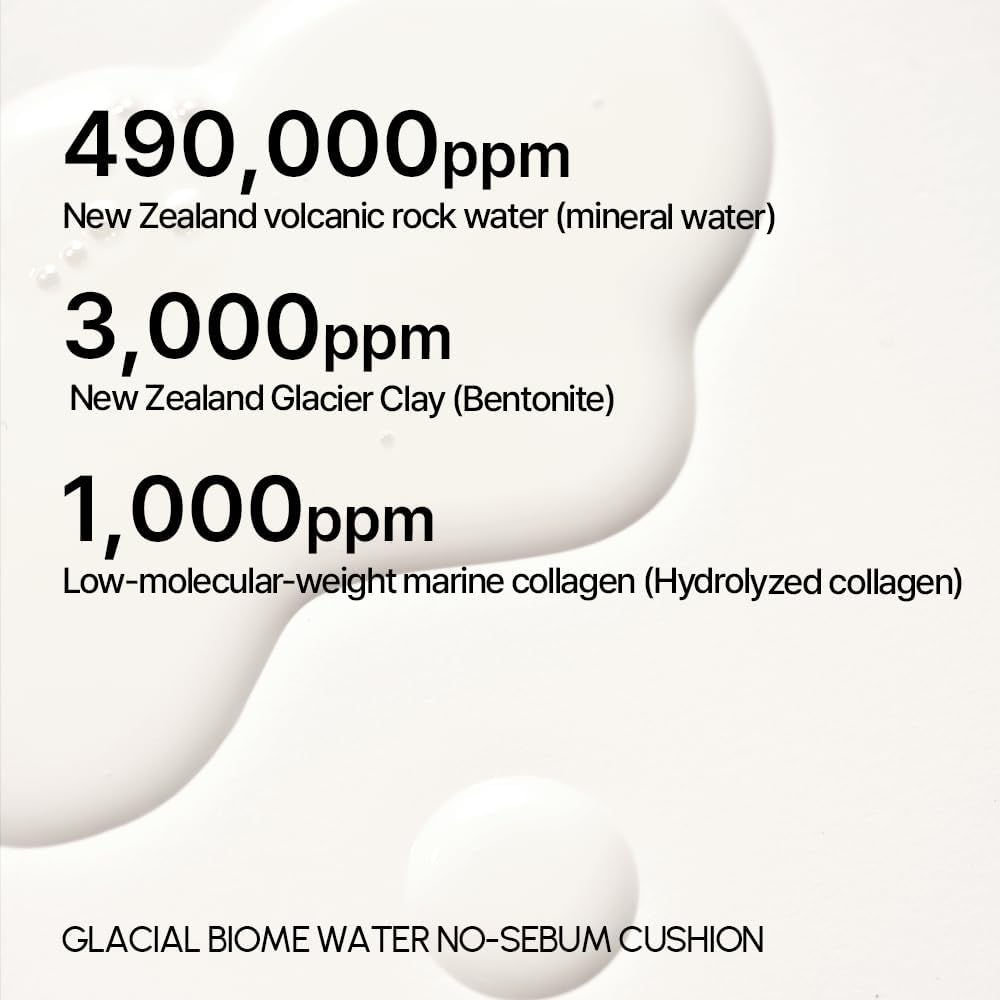 Parnell Glacial Biome Water No-Sebum Cushion (10g) Oil Control Matte Finish Sebum Controller Anti-Shine Cushion With Glacial Water, Absorbs Excess Sebum, Smooths Pores, Instantly Cool, Control Shine, Hydrates Skin