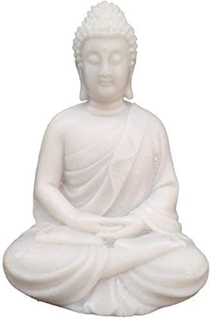 Beautiful Meditating Dhyan Gautam Buddh Bhagwan/God Idol Figurine for Livingroom|Bedroom|Office Desk|Desktop Table|Home Décor|Gifting (5.5-inch) Decorative Showpiece (White), Idol
