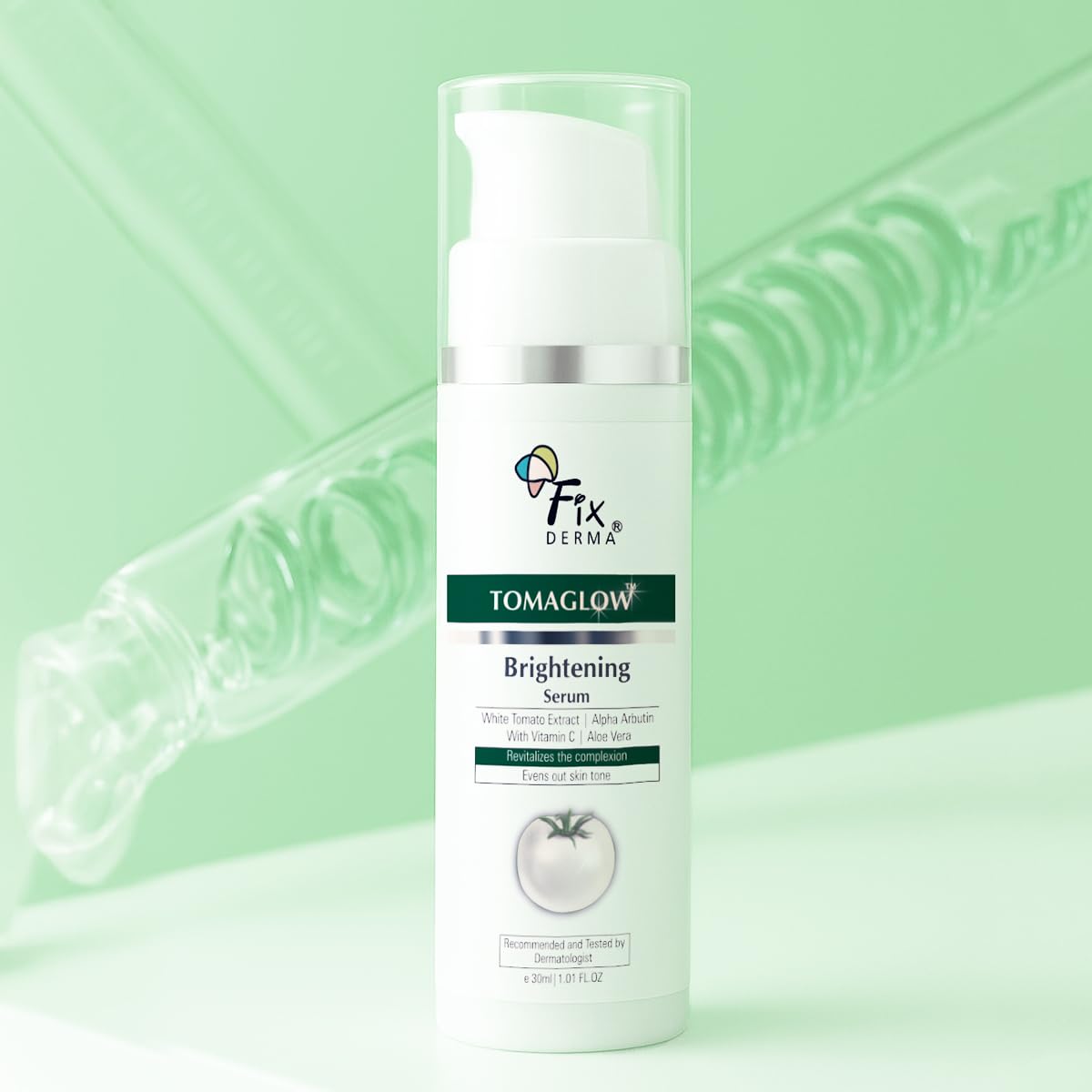 Fixderma Tomaglow Skin Brightening Serum for Face with 4% Niacinamide, 2% Alpha Arbutin, Vitamin C & White Tomato Extract | Reduce Pigmentation & Dark Spots | Brightens the Skin For Men & Women - 30ML