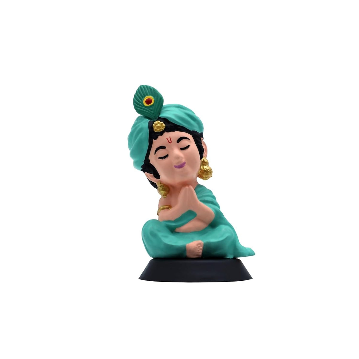 Krishna Ji Figurine Showpiece for Car Dashboard, Home Office | Ladoo Gopal Murti Statue for Hindu Temple, Spiritual Decor | Gift for Devotees (DHYAAN Krishna Skin Tone)