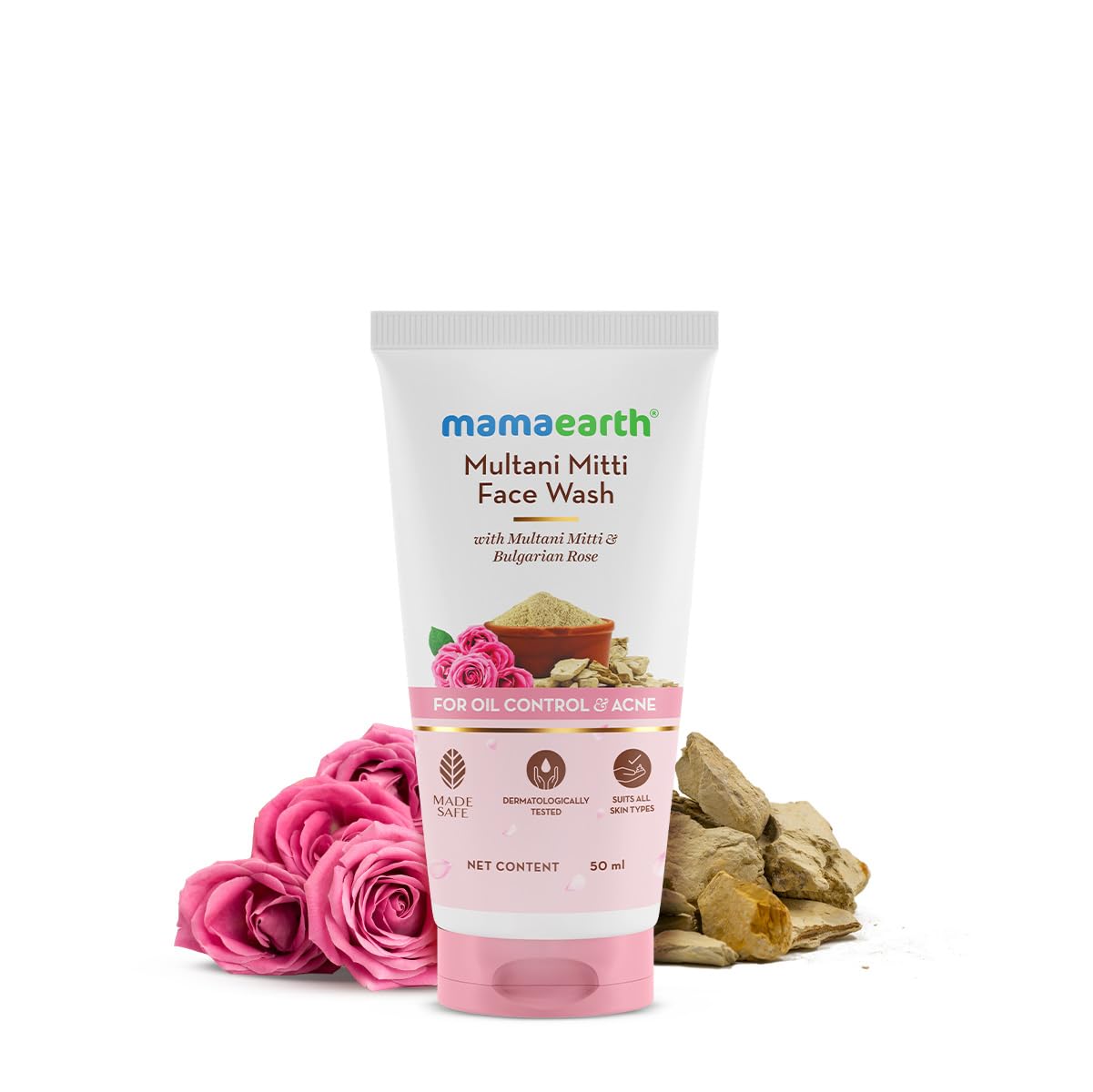 Mamaearth Multani Mitti Face Wash with Multani Mitti & Bulgarian Rose For Oil Control & Acne - 50 ml