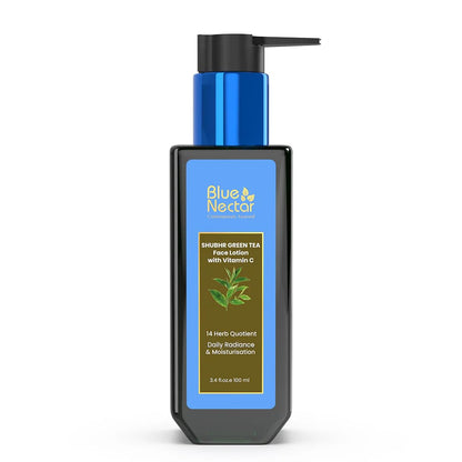 Blue Nectar Green Tea Face Cream Moisturizer for Oily Skin with Hyaluronic Acid, Vitamin C, Rosehip for Women and Men (14 Ayurvedic Herbs, 100ml)
