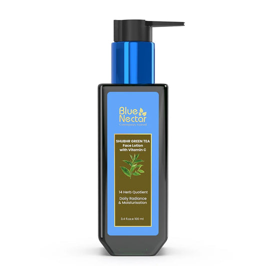 Blue Nectar Green Tea Face Cream Moisturizer for Oily Skin with Hyaluronic Acid, Vitamin C, Rosehip for Women and Men (14 Ayurvedic Herbs, 100ml)