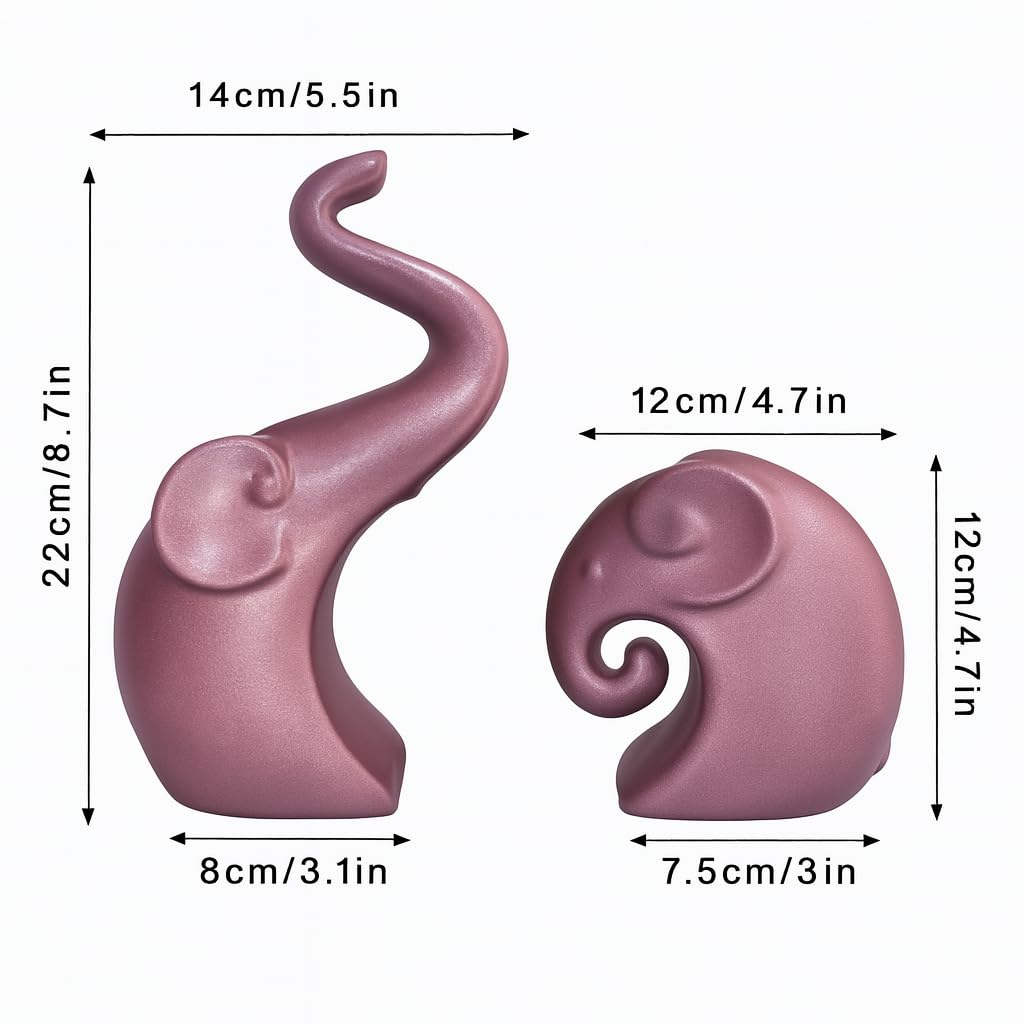 Lavish Rose Gold Home Decor Elephant Couple | Ceramic Figurines | Launched for The First time in India (Set of 2, Rose Gold Matte)