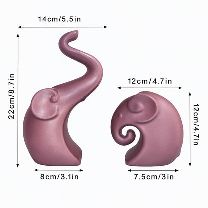 Lavish Rose Gold Home Decor Elephant Couple | Ceramic Figurines | Launched for The First time in India (Set of 2, Rose Gold Matte)
