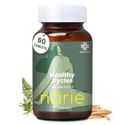 ZEROHARM Narie Healthy Cycles | Shatavari, Lodhra & Chaste Berry Extract | For Regular Cycles, Hormonal Balance, Comfort & Inner Wellness | Mood & PMS Support for Women | 60 Nano Tablets