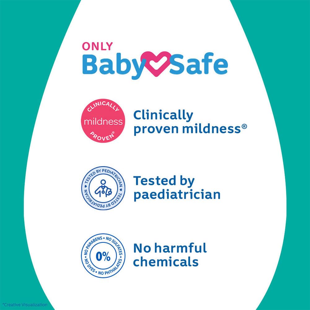 BabySafe product label with clinical proven claims on a teal and white background