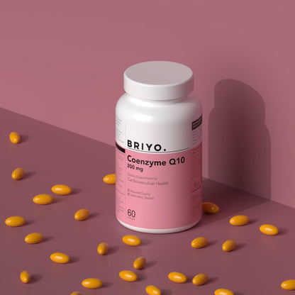Briyo CoQ10 200 mg Ubiquinone – High Absorption Coenzyme Q10 Supplement for Heart Health, Energy & Antioxidant Support – Naturally Fermented, Gluten-Free – 60 Capsules