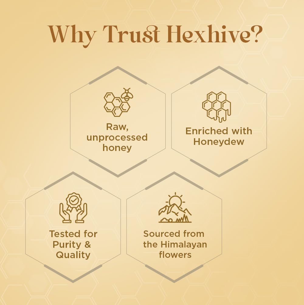 Hexhive product features on a beige background