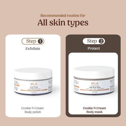 Vilvah Cookie N Cream Body Mask | Tan Removal & Brightening Body Pack | Reduces Pigmentation, Dark Patches & Body Acne | With Almond Milk, Coffee, Niacinamide & Kaolin Clay | 200ml