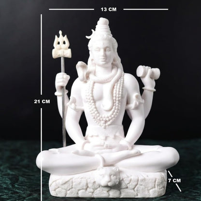 Shivji Idol for Car Dashboard, Home Temple & Office Desk | Compact Resin Mahadev Murti for Puja Room, Table Decor & Spiritual Gift | Small Lord Shiva Statue (Shiva Idol White)