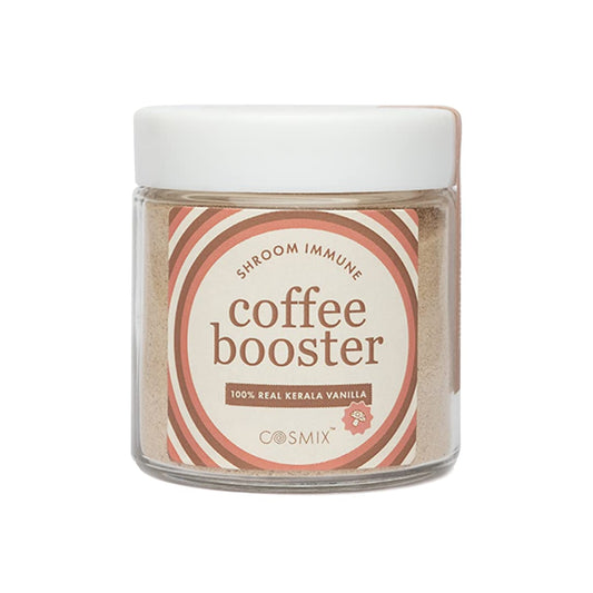Jar of coffee booster with 'Cosmix' branding on a white background