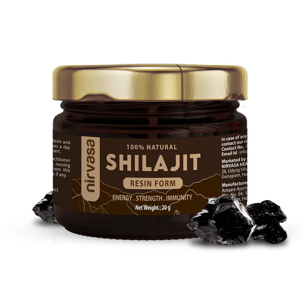Nirvasa Pure & Original Himalayan Shilajit/Shilajeet Resin 20g | 100% Natural with 70% Fulvic Acid & 84+ Trace Minerals | Boosts Energy, Stamina, Strength & Immunity | 200-500 mg/Serving