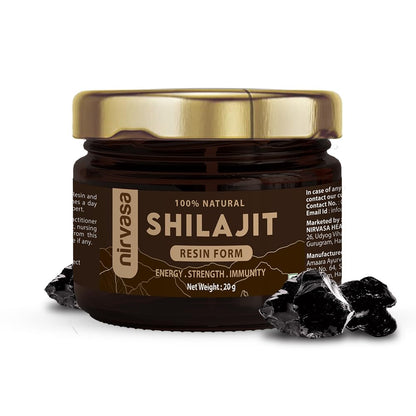Nirvasa Pure & Original Himalayan Shilajit/Shilajeet Resin 20g | 100% Natural with 70% Fulvic Acid & 84+ Trace Minerals | Boosts Energy, Stamina, Strength & Immunity | 200-500 mg/Serving