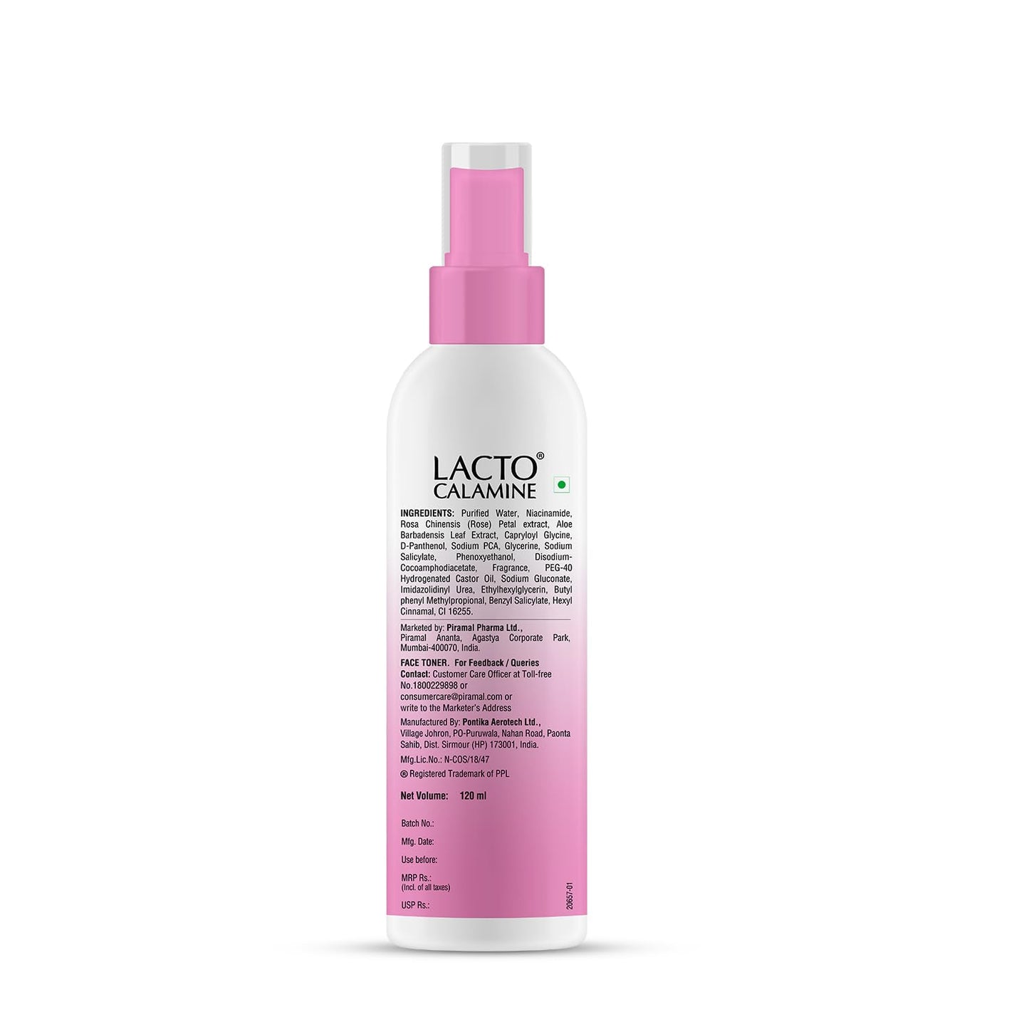 Lacto Calamine Rose Water Toner For Glowing Skin | 120ml | Gulab Jal Face Toner | Rosewater with Aloe Vera & 2% Niacinamide | Cleanses, Hydrates & Moisturises Skin | No Sulphate, Alcohol, & Parabens