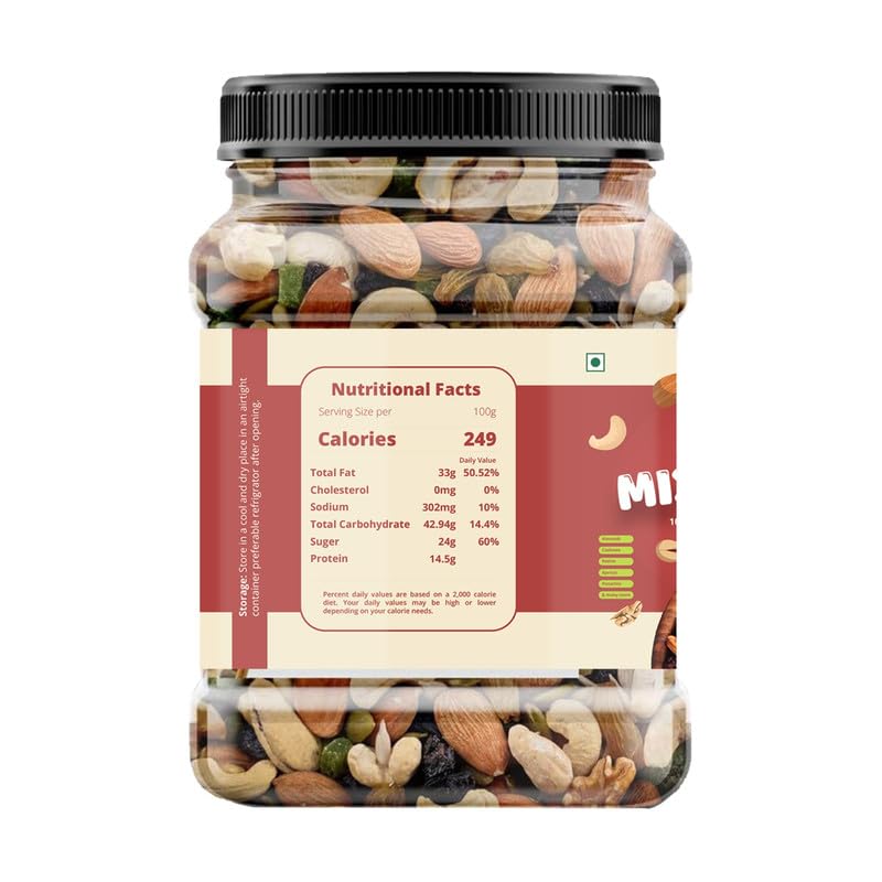 High Fresh Premium Mix Dry Fruits | Almonds, Cashews, Pistachios, Raisins, Apricots, Black Raisins & Dried Kiwi | Assorted Crunchy Trail Mix for Snacking & Gifting