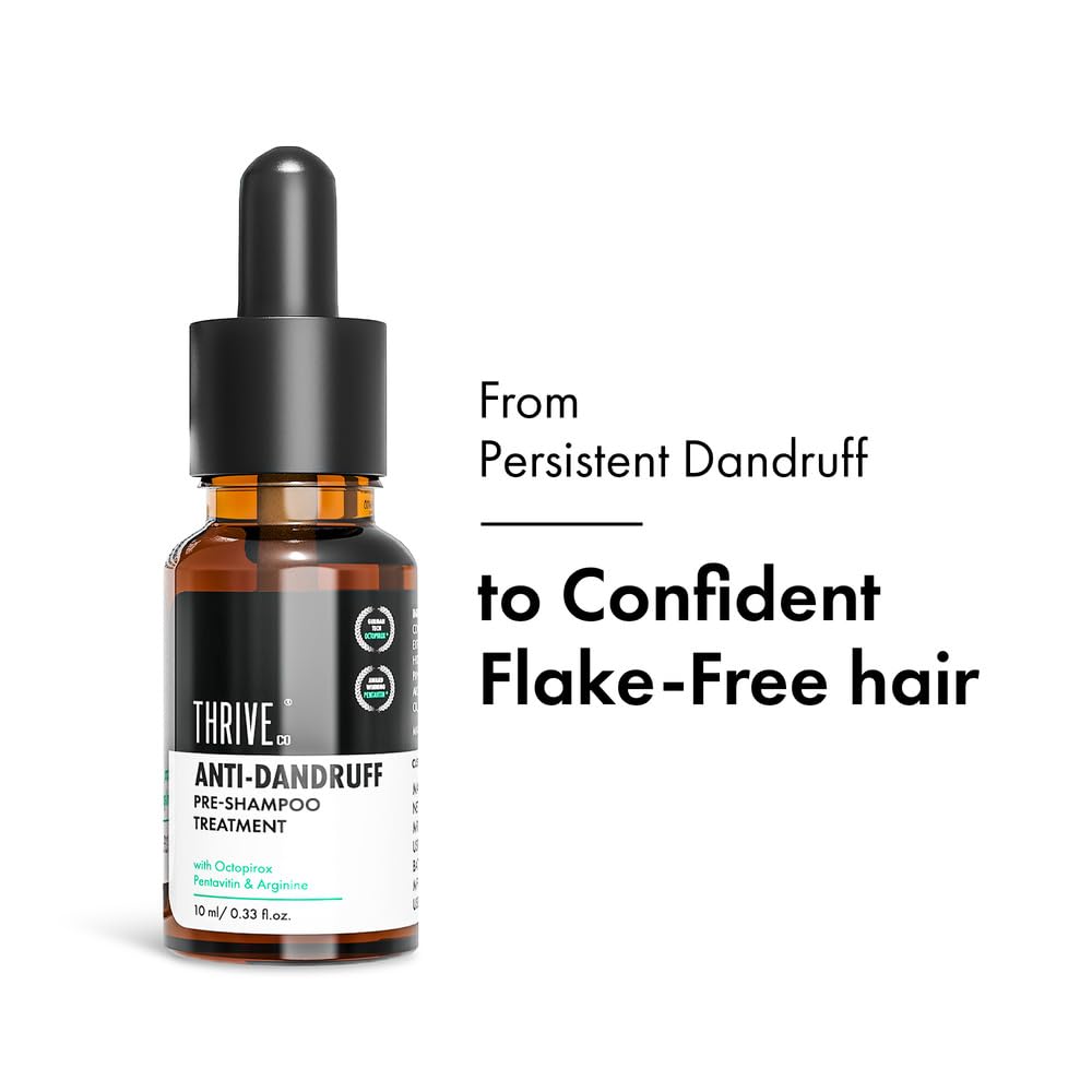 Thrive anti-dandruff pre-shampoo treatment bottle on a white background