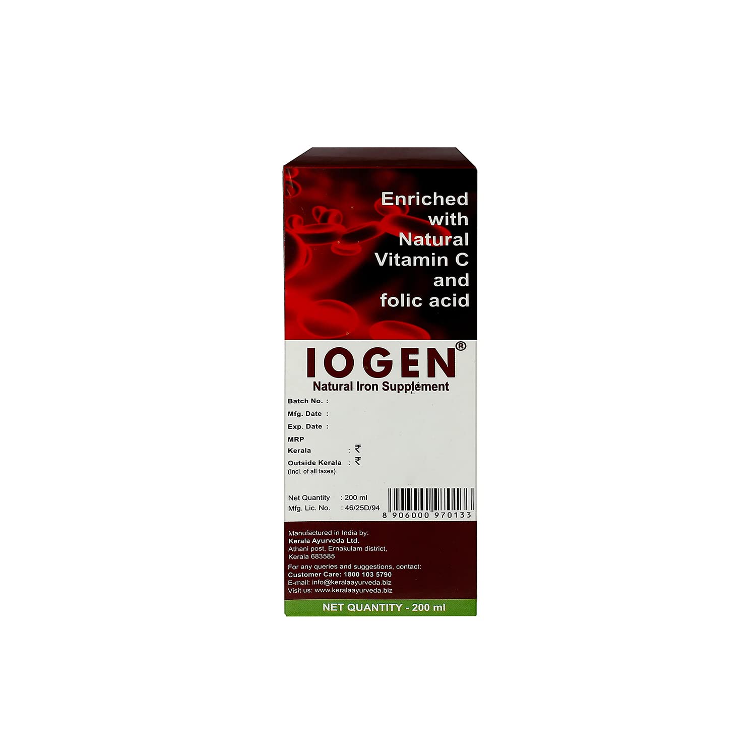 IOGEN natural iron supplement box on a white background