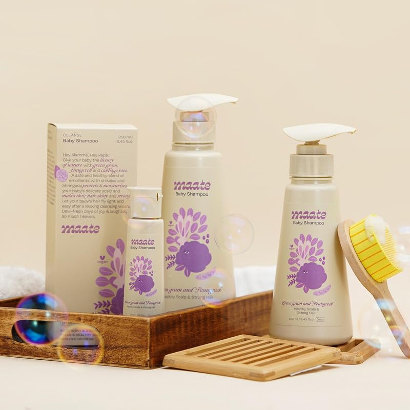 Maate Baby Shampoo (250 ml) | Deep Cleanses, Nourishes Scalp & Hair | With Ayurvedic Herbs like Shikakai & Amla | Baby Shampoo For Kids 0-12 Years | Baby Hair Shampoo | Tear Free & Chemical Free