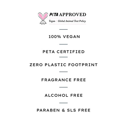 List of product features with PETA certification on a white background