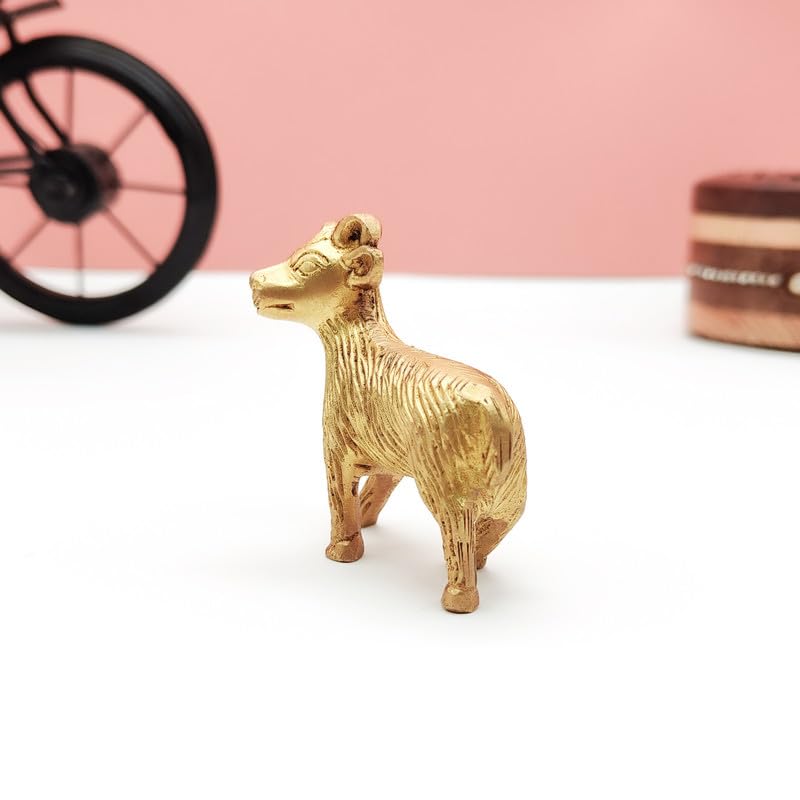 Brass Animal Sheep Sculpture Statue Handcrafted Decorative Showpiece Idol for Home, Office Decor (Size : 5.5cm | Weight : 132gm Approxe)