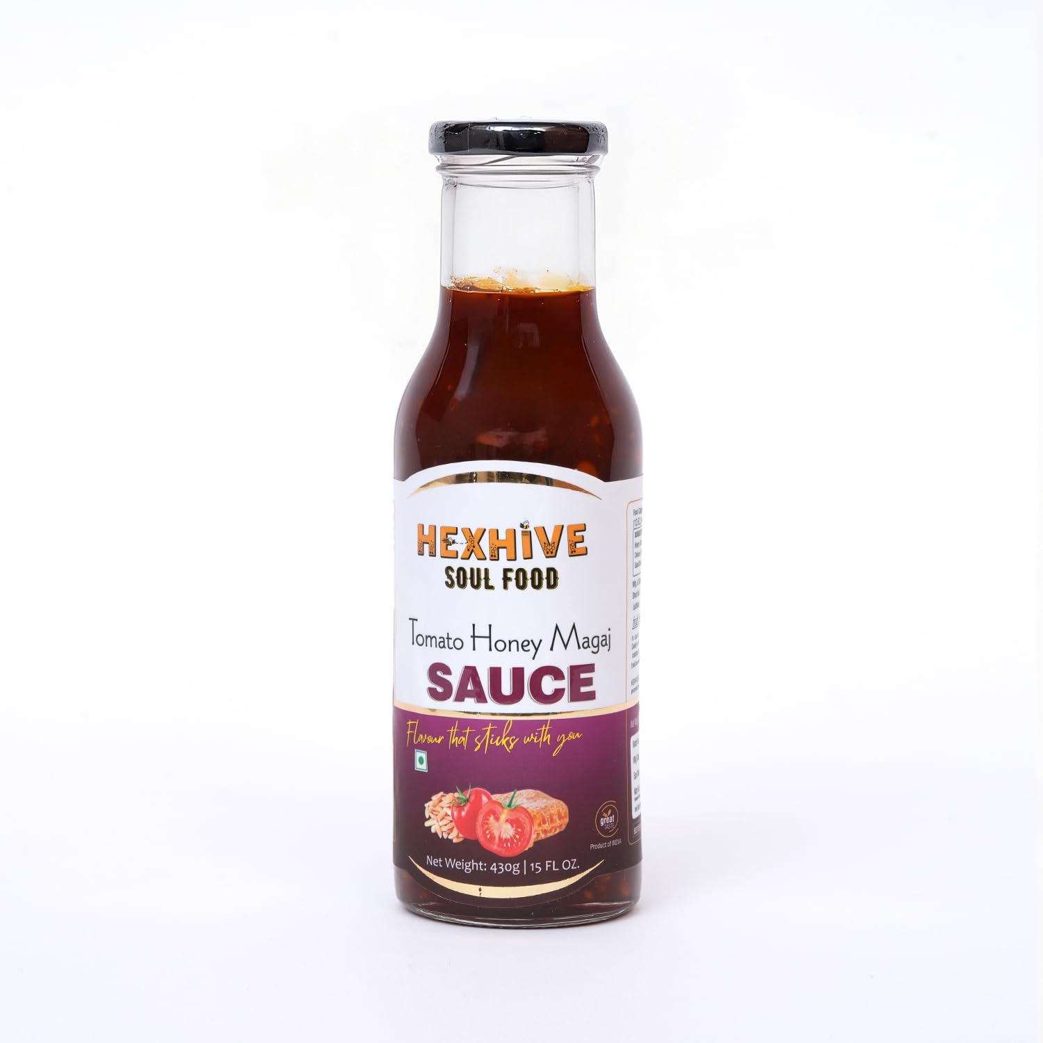 Hexhive Soul Food Tomato Honey Magic Sauce bottle on a white background