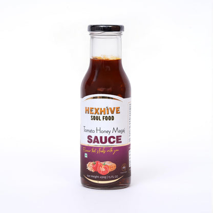 Hexhive Soul Food Tomato Honey Magic Sauce bottle on a white background