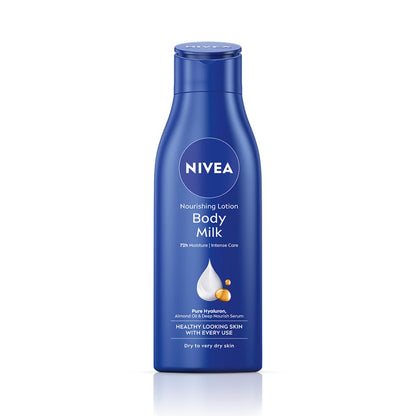 NIVEA Nourishing Body Milk 200ml Body Lotion with Deep Moisture Serum | 48 H Moisturization | With 2X Almond Oil | Smooth and Healthy Looking Skin |For Very Dry Skin