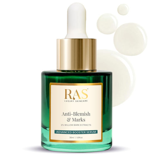Ras Luxury Oils Anti Blemish & Acne Marks Spot Corrector Advanced Booster Serum with Willow Bark Extracts | Face Oil For Clear, Bright Skin | Suitable for All Skin Type, 30ml