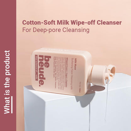 Be Neude Milk Muse Face Cleanser 100 ml with Peptides and Whipped Cream Deep Pore Non Drying Face Wash for Acne Prone and Sensitive Skin Hydrating Cleansing Milk