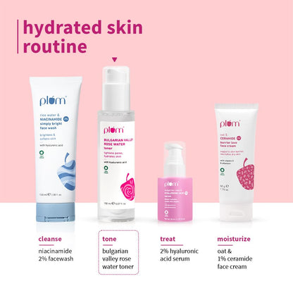 Plum Bulgarian Valley Rose Water Face Toner | for Oily Acne Prone Dry Combination Skin | with Hyaluronic Acid | Hydrating & Pores Tightening | Balances pH Levels | Alcohol-Free | Women & Men | 150ml