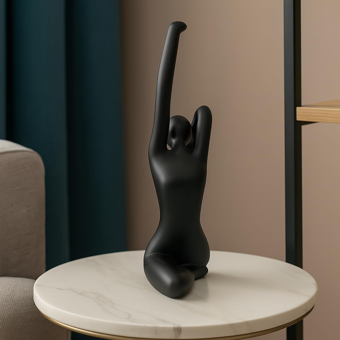 Ceramic Black Lady Statue for Home Decor - Aesthetic Showpiece - Decorative Sculpture for Home Decor & Office Decor - 17x4x20 CM