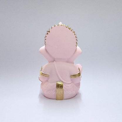 Gold Art India Pink Finish Lord Ganesha Idol for Car Dashboard & Home Decor | Ganpati Murti for Puja Room & Office Desk | Decorative Gift Figurine (3.5 Inches)