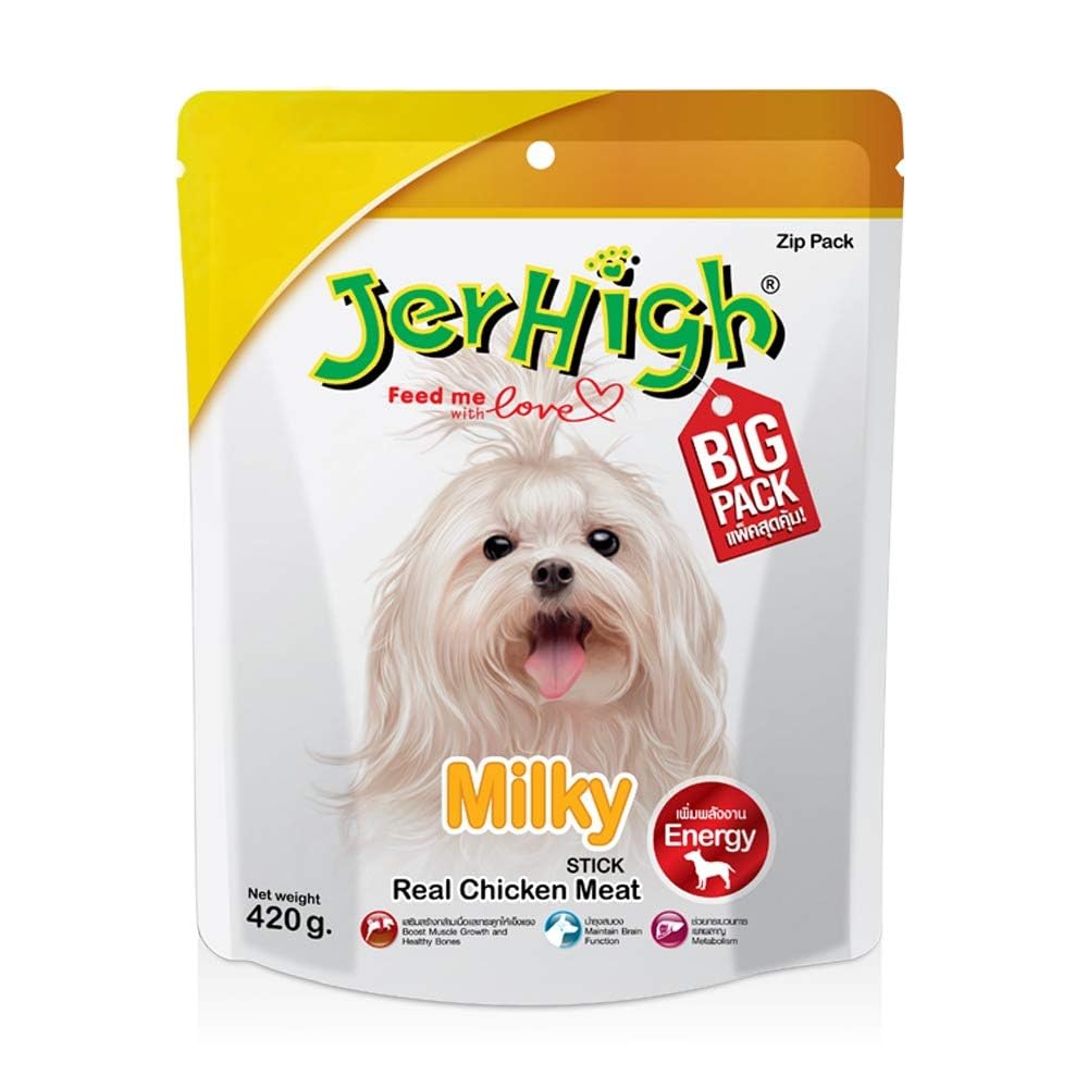 JerHigh Dog Treats, 400g, Human Grade Chicken, Chicken with Milky (Sold by Barkz & Mewz)