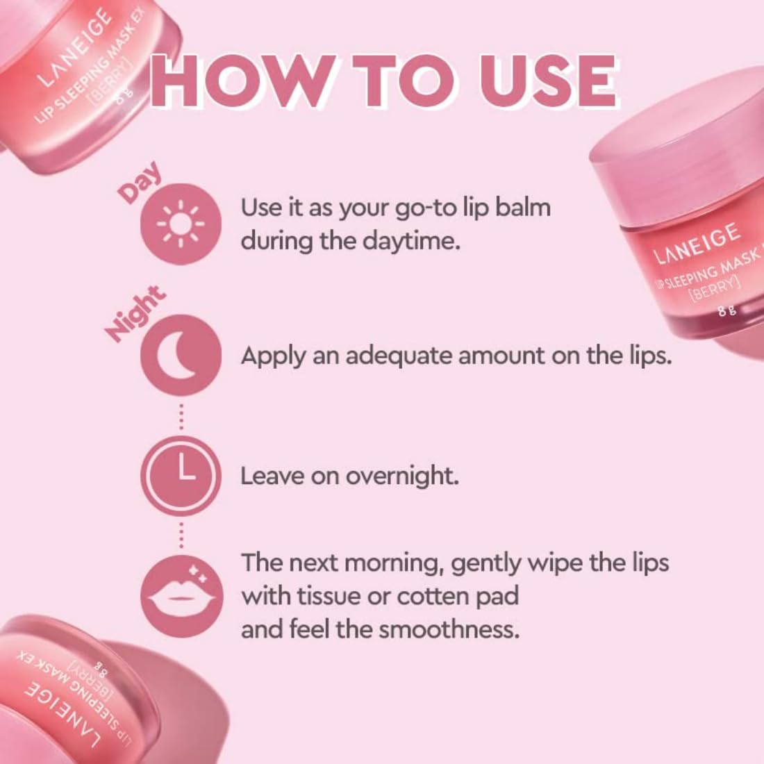 Laneige Lip Sleeping Mask | Moisturizing Lip Treatment with Vitamin C + Shea Butter for Soft Hydrated Lips | Overnight Repair | Lip Balm For Dry Chapped Lips| Lasting Hydration