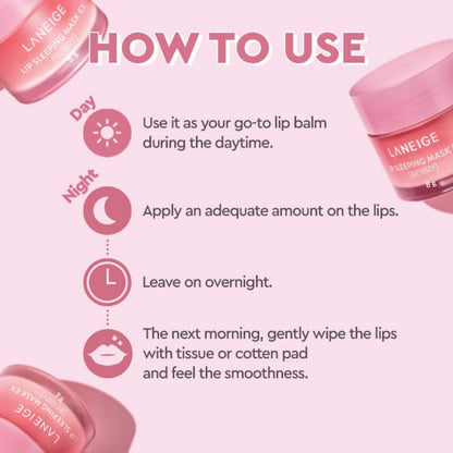 Laneige Lip Sleeping Mask | Moisturizing Lip Treatment with Vitamin C + Shea Butter for Soft Hydrated Lips | Overnight Repair | Lip Balm For Dry Chapped Lips| Lasting Hydration