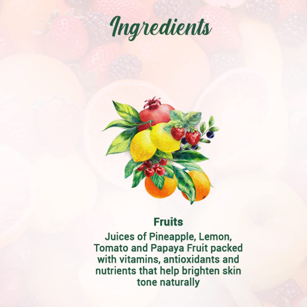 Illustration of fruits with text about their benefits on a light background