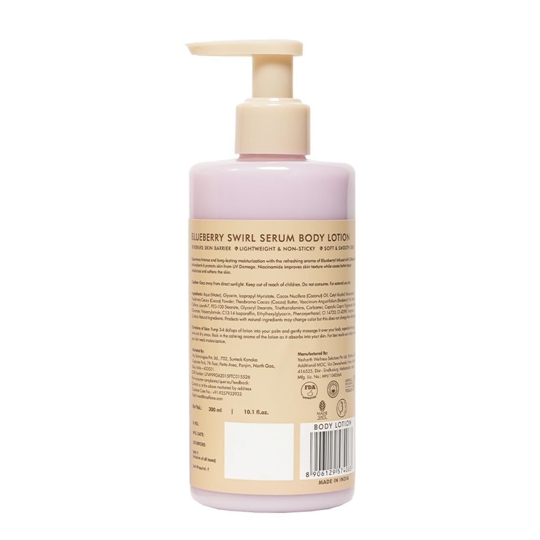Body lotion bottle with pump on a white background
